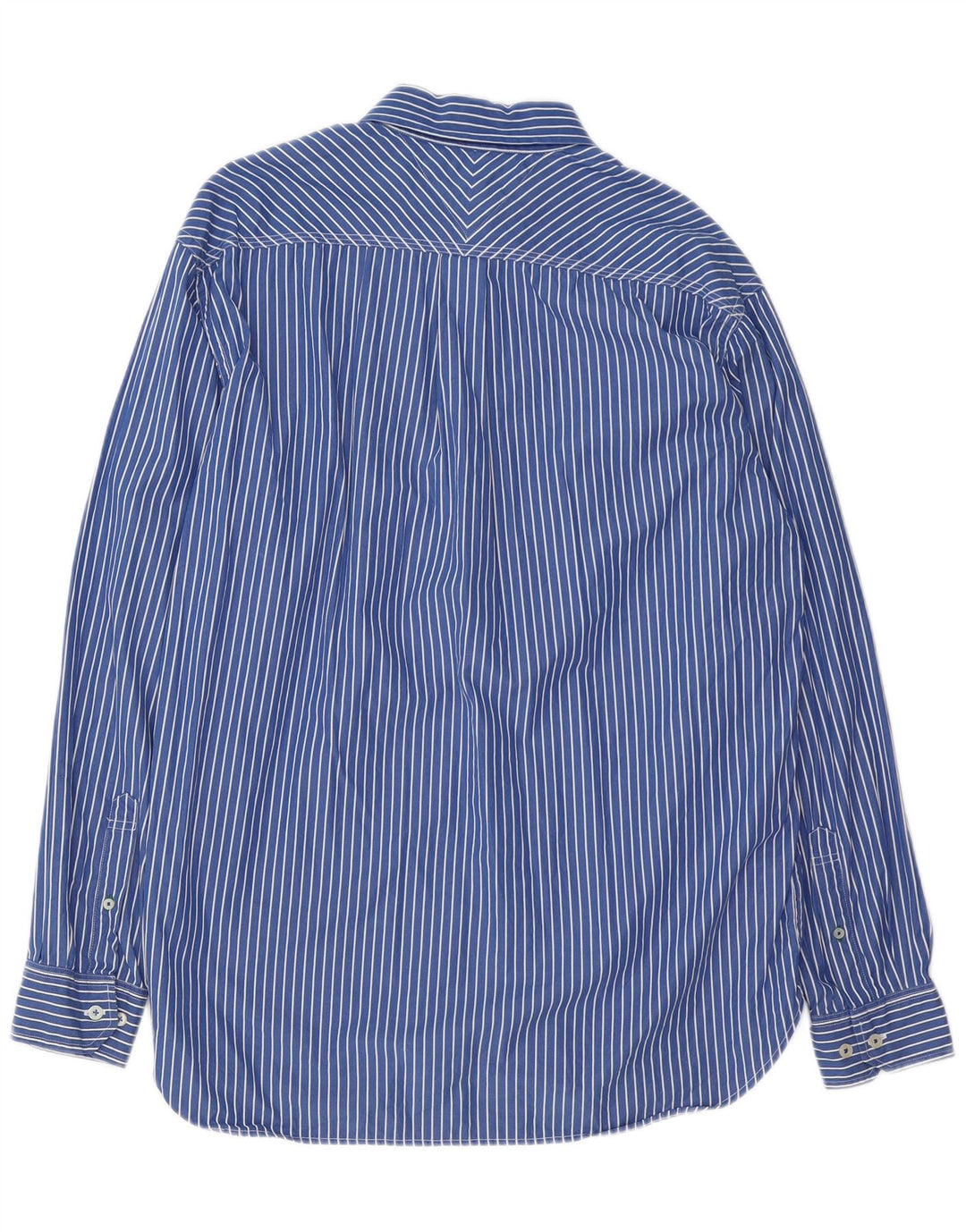 TOMMY HILFIGER Camicia da uomo grande in cotone gessato blu anni '80