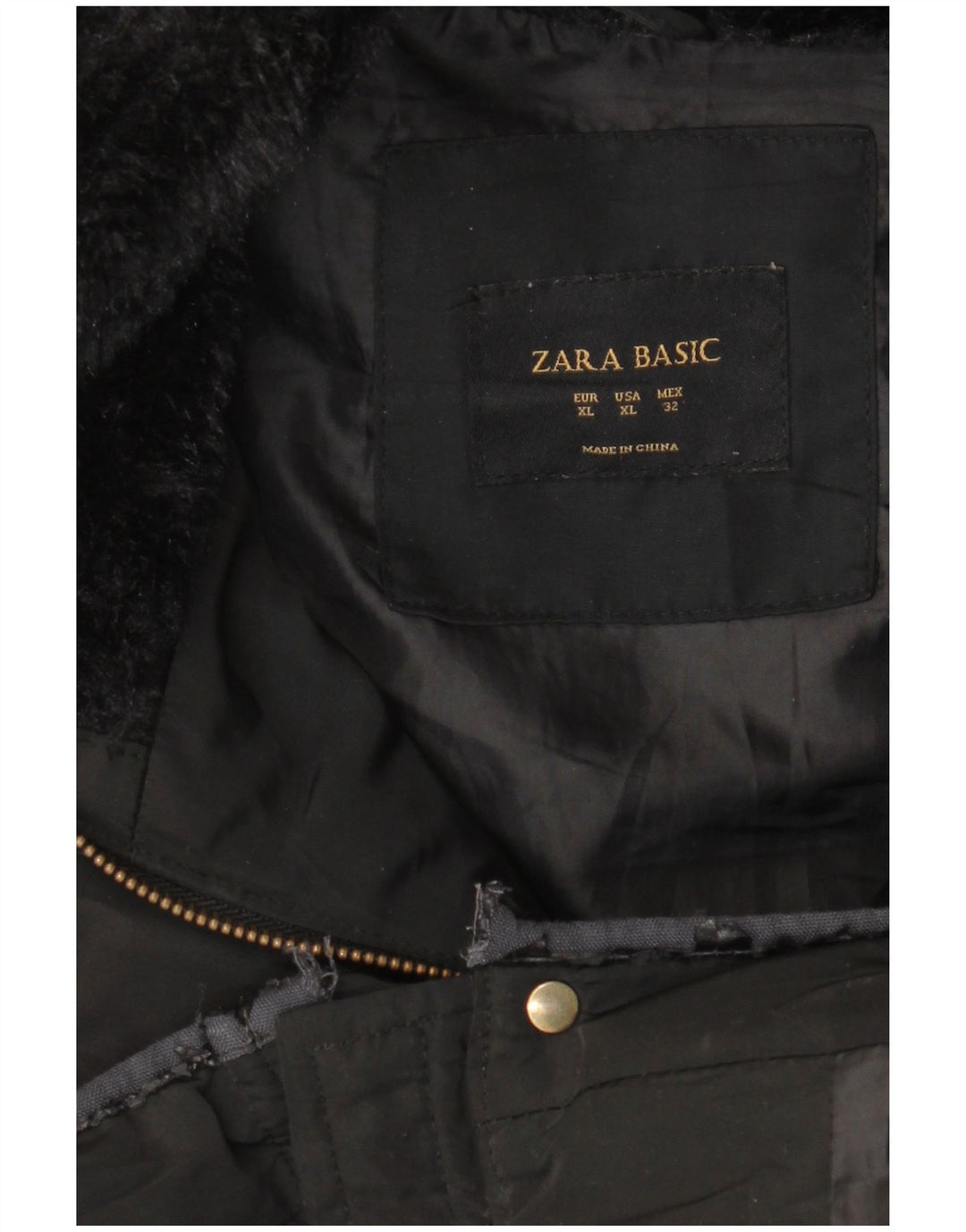 Giacca imbottita da donna Zara UK 18 XL poliestere nero