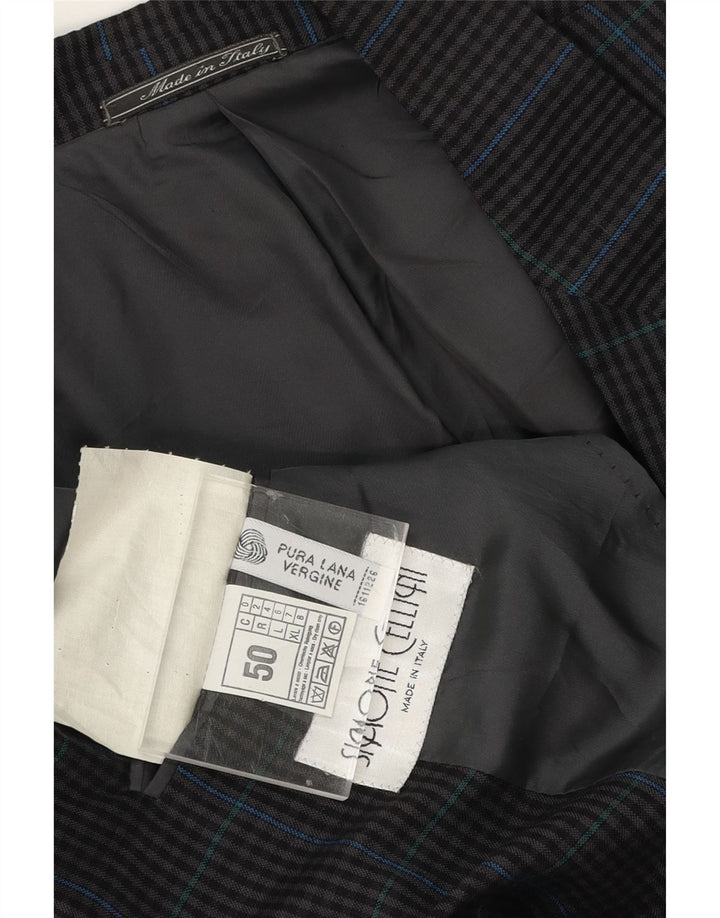 VINTAGE Mens 2 Button Blazer Jacket UK 42 XL Grey Check Virgin Wool Vintage Vintage and Second-Hand Vintage from Messina Hembry 