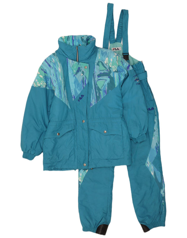 FILA Salopette da sci da donna con cappuccio Set 2 pezzi IT 46 Large Blu geometrico