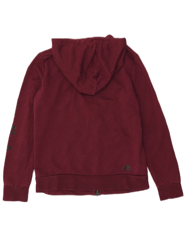 Felpa con cappuccio e zip grafica Adidas da donna UK 16/18 Grande cotone bordeaux