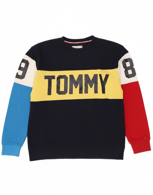 Tommy Hilfiger Ragazzi Felpa Maglione 13-14 anni Blu Navy Colourblock