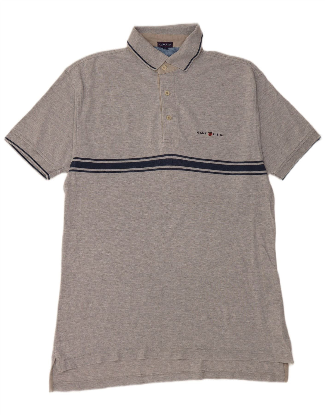 Polo da uomo Gant in cotone a righe grigio medio