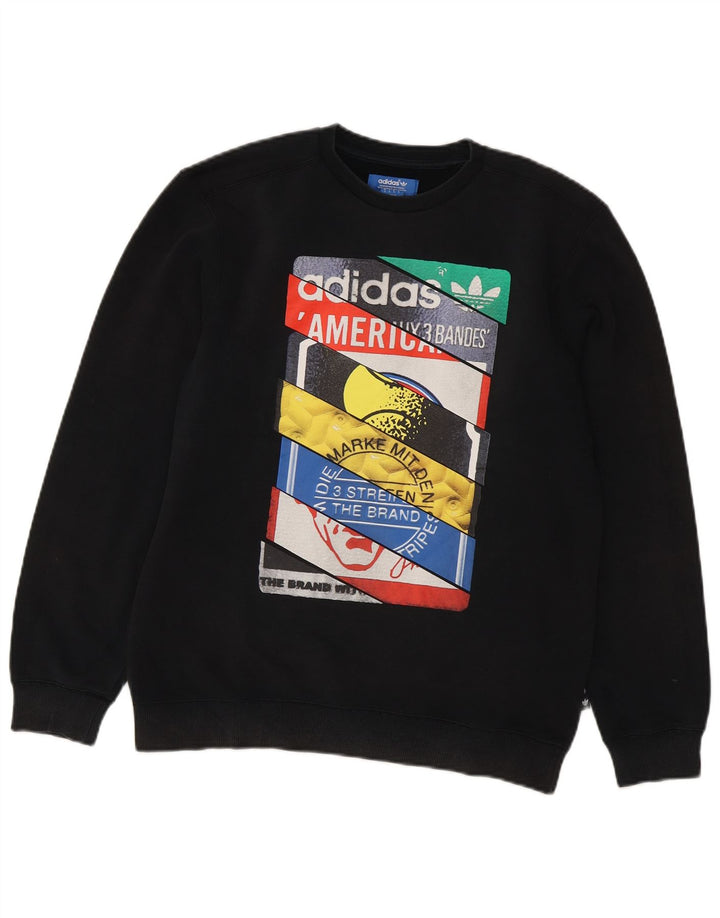 Felpa grafica da uomo Adidas Maglione piccolo cotone nero