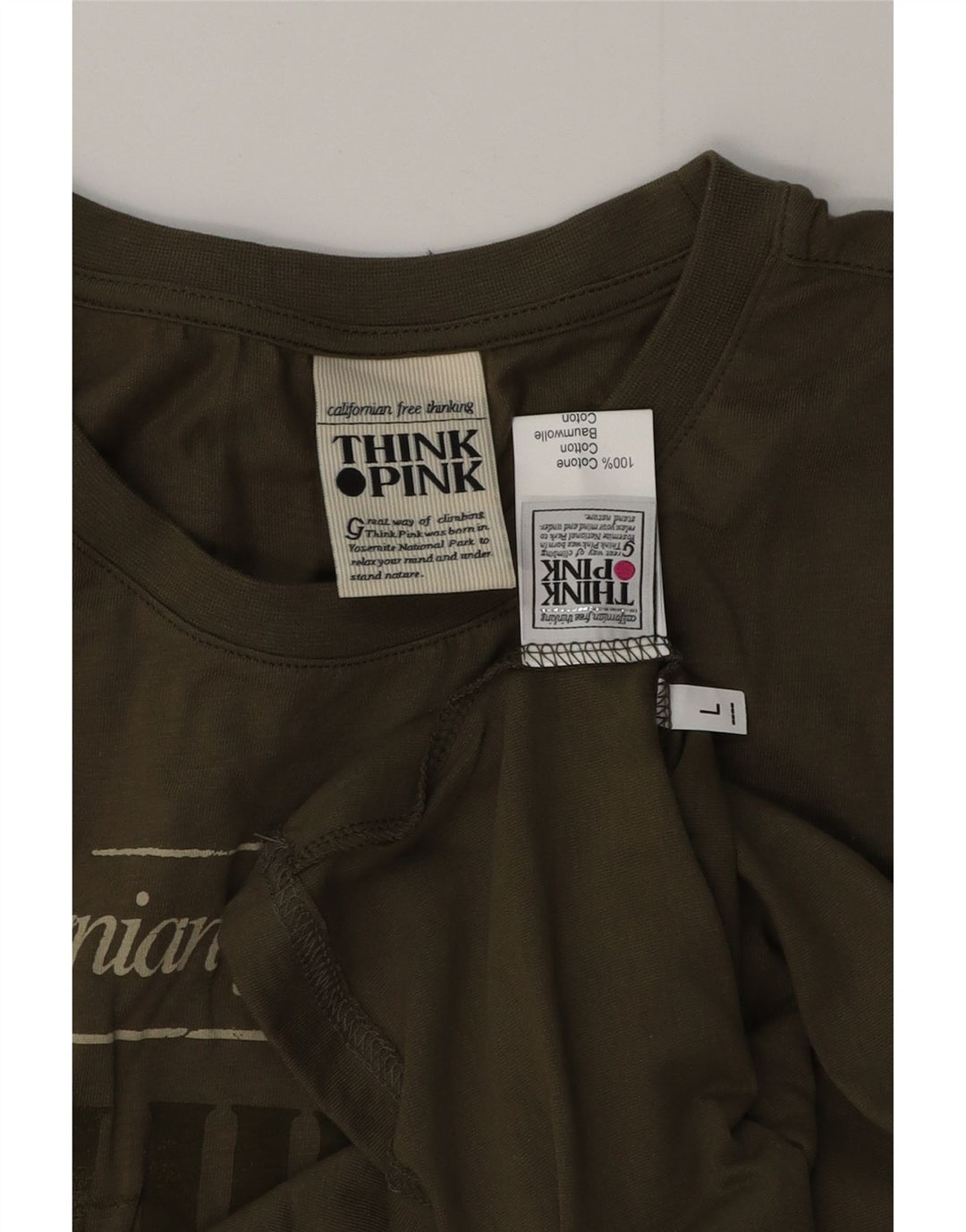 THINK PINK Canottiera grafica da uomo grande in cotone kaki