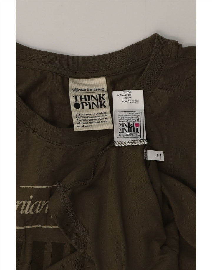 THINK PINK Canottiera grafica da uomo grande in cotone kaki