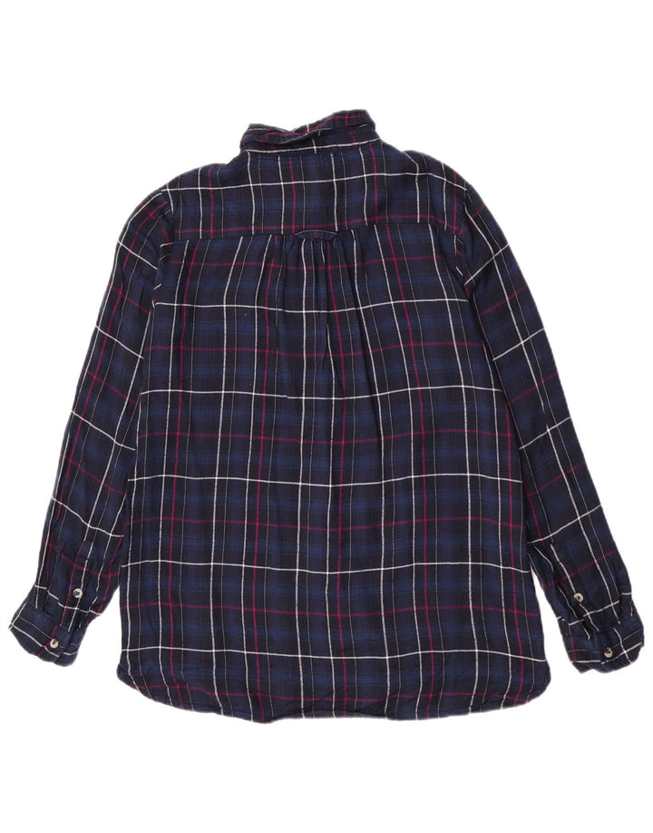 Camicia di flanella da donna Fat Face UK 12 Viscosa a quadri blu navy medio