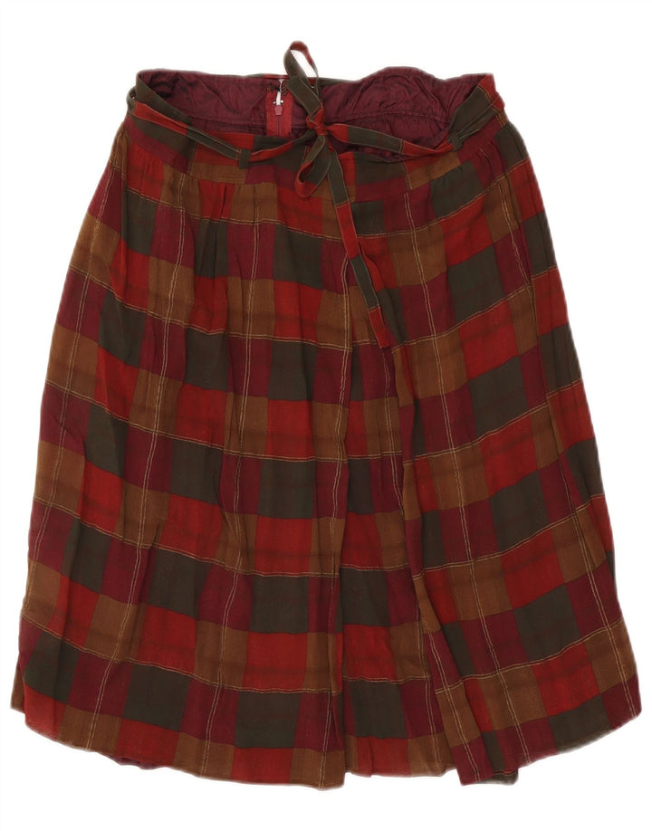 Gonna a trapezio vintage da donna W30 scozzese medio rosso