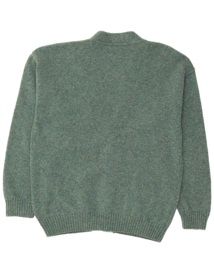 Maglione cardigan da uomo VINTAGE XL in lana verde