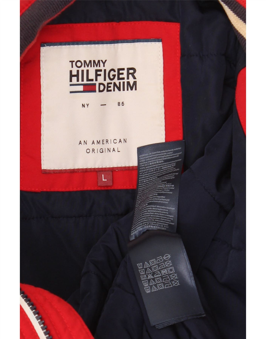 TOMMY HILFIGER Giubbotto bomber da uomo UK 40 Large Rosso Poliammide