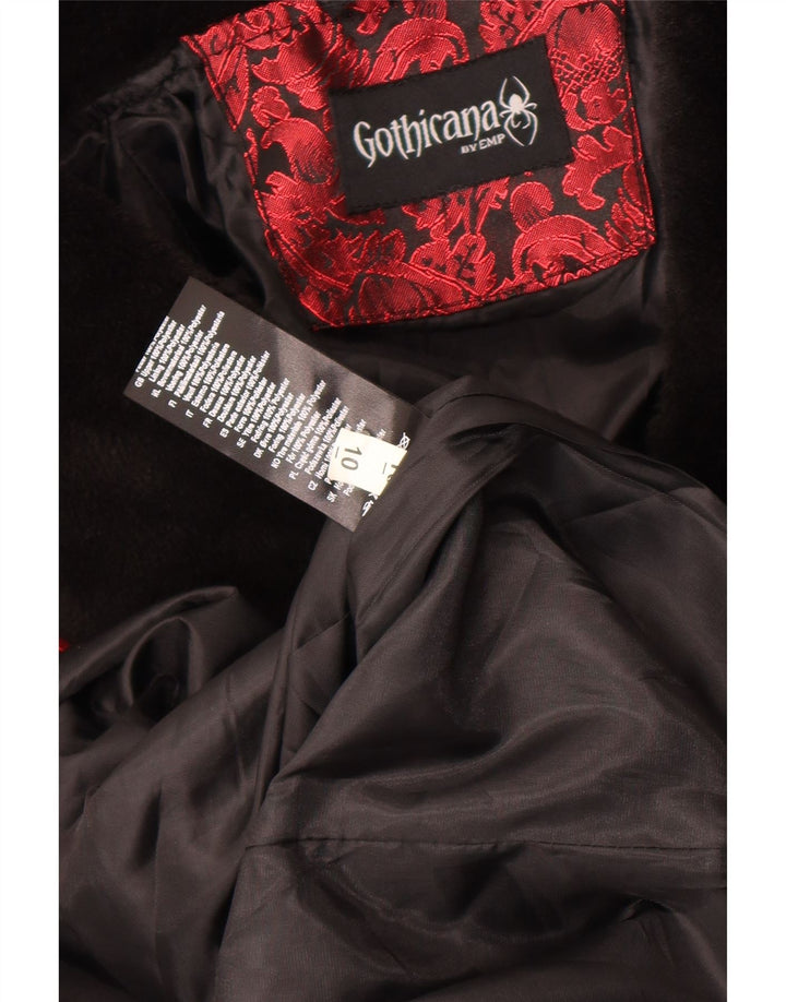 Cappotto doppiopetto Gothicana da donna EMP UK 10 piccolo poliestere floreale rosso