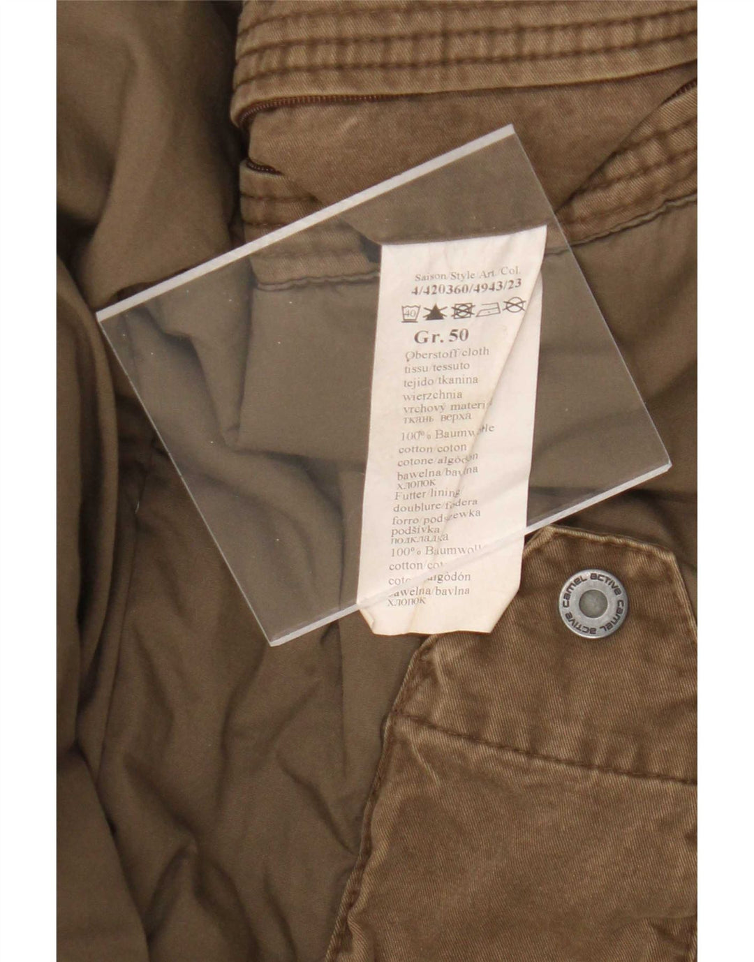 Giacca imbottita militare da uomo Camel Active EU 50 grande cotone kaki