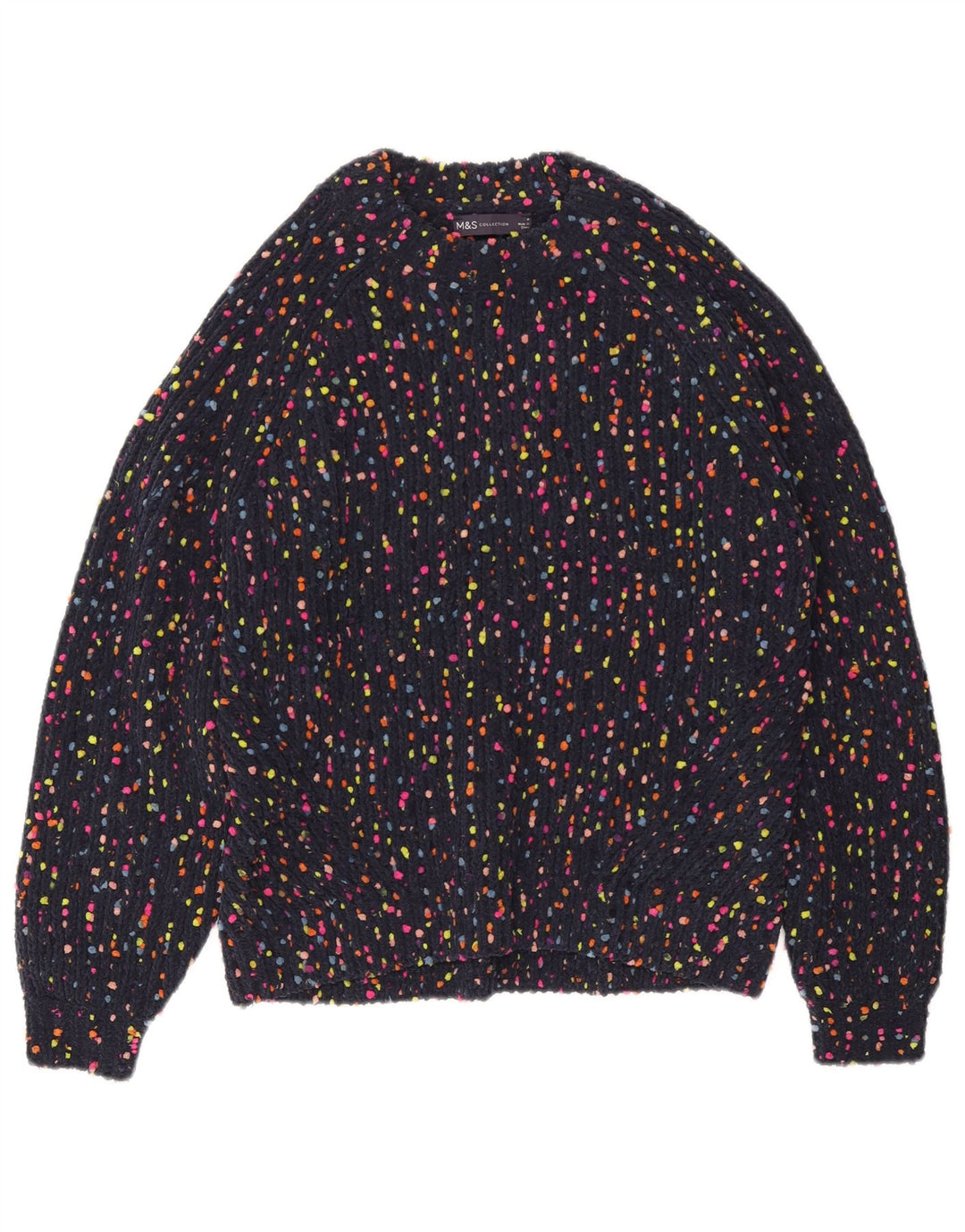 MARKS & SPENCER Maglione maglione girocollo da donna UK 12 Medio Blu navy