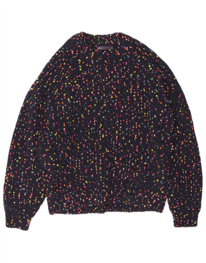 MARKS & SPENCER Maglione maglione girocollo da donna UK 12 Medio Blu navy