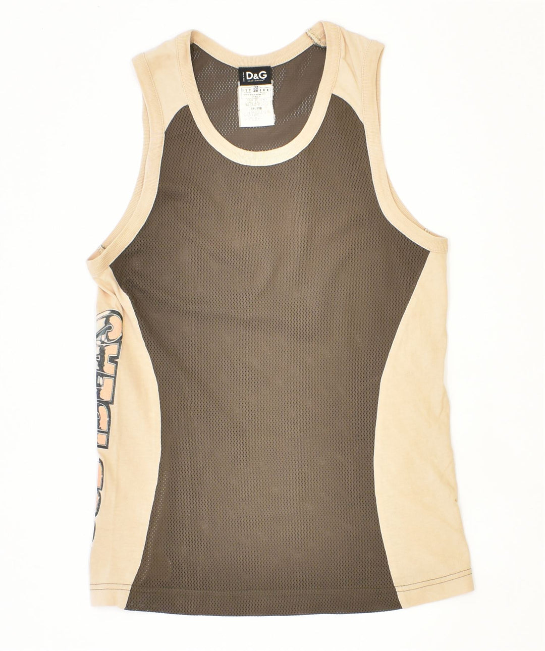 DOLCE & GABBANA Canotta slim fit da donna IT 46 Large Poliestere kaki