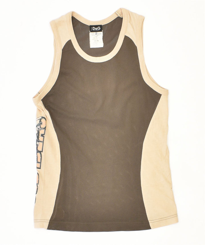 DOLCE & GABBANA Canotta slim fit da donna IT 46 Large Poliestere kaki