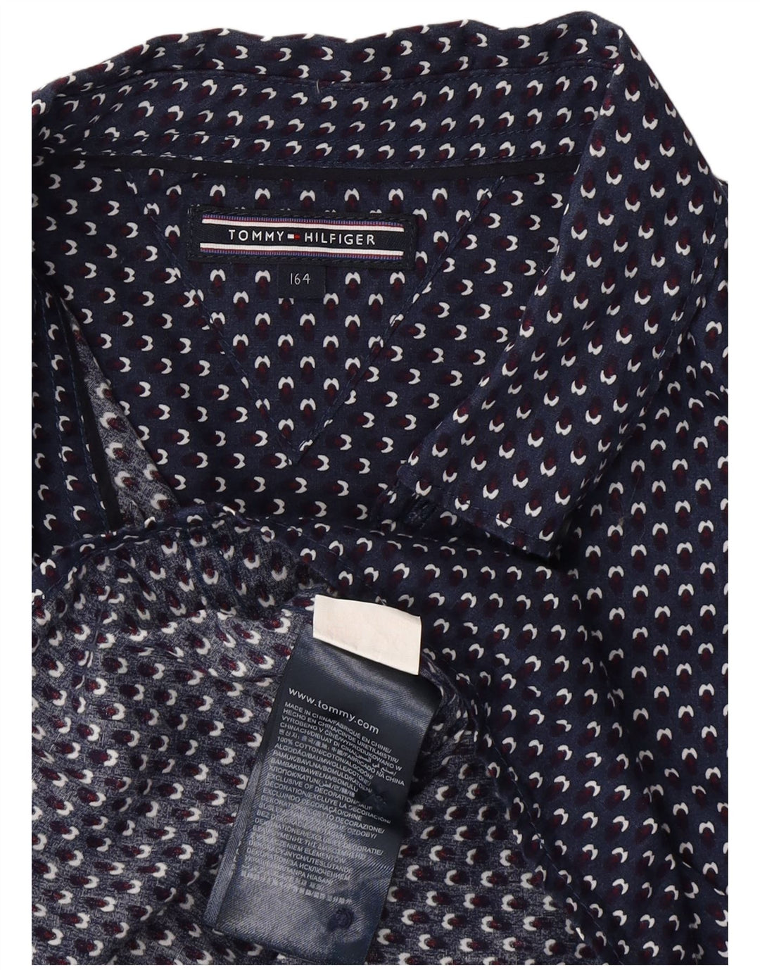 TOMMY HILFIGER Camicia da bambino con motivo astratto 13-14 anni in cotone blu navy