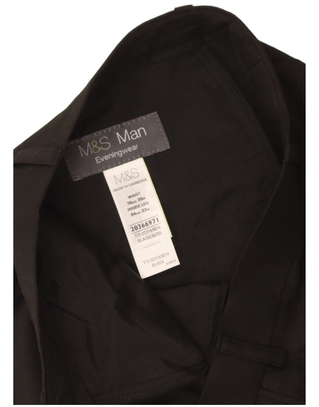 Pantaloni da abito dritti da uomo Marks & Spencer W30 L33 cotone nero