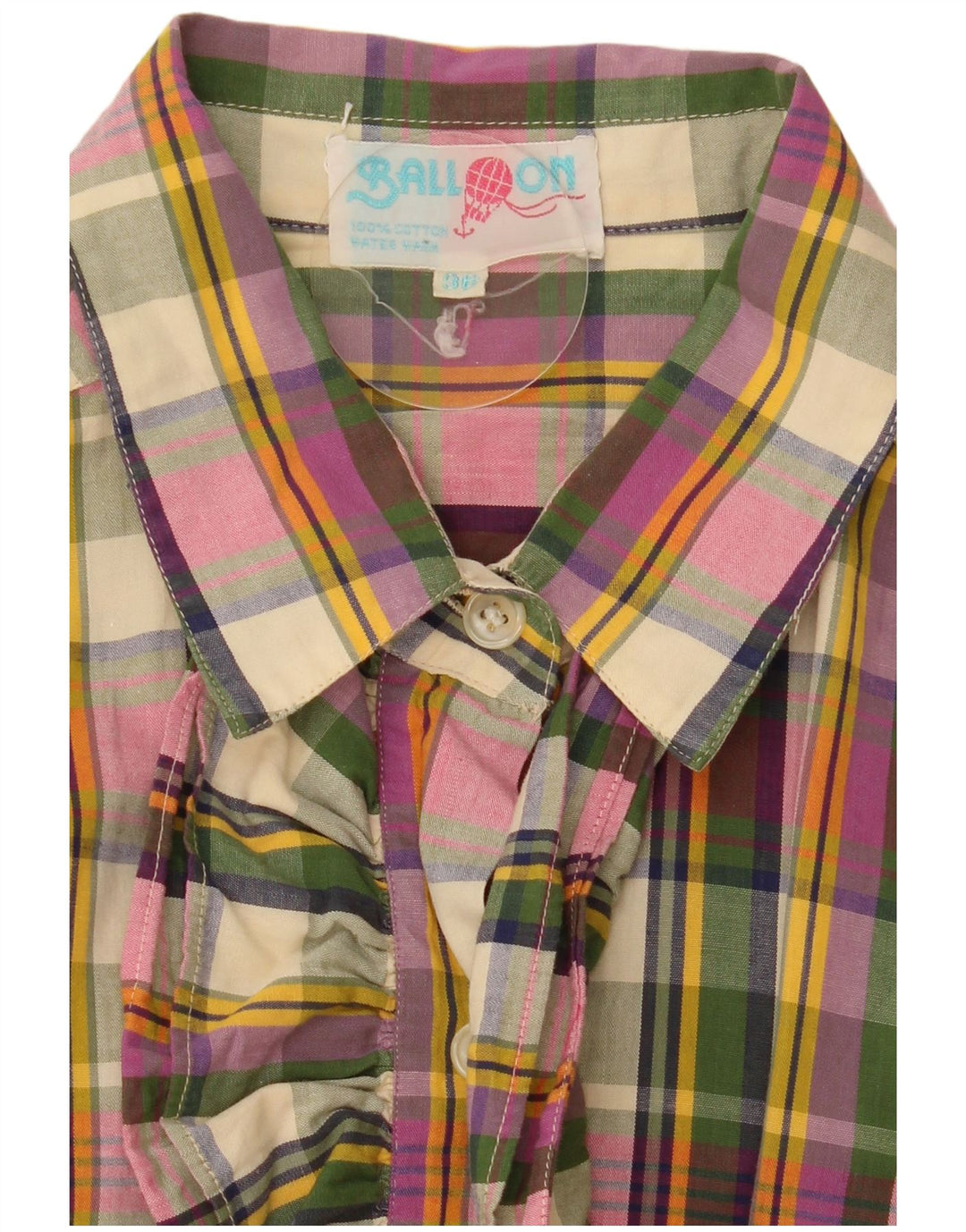 Camicia da donna oversize con volant sul davanti Balloon IT 36 XS a quadri multicolore
