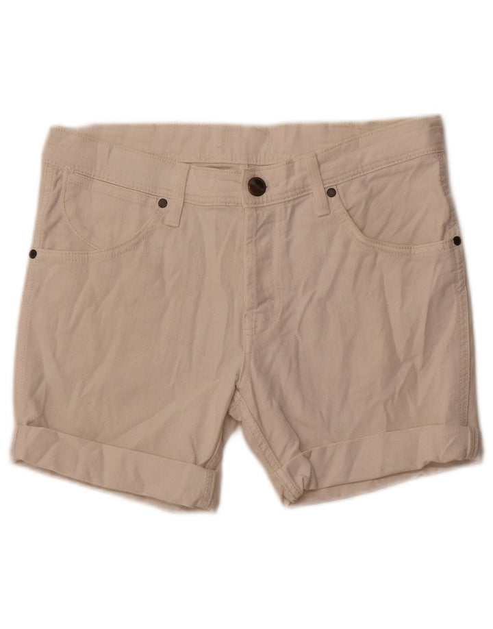 Pantaloncini di jeans Sly da donna Wrangler W32 grandi in cotone bianco sporco