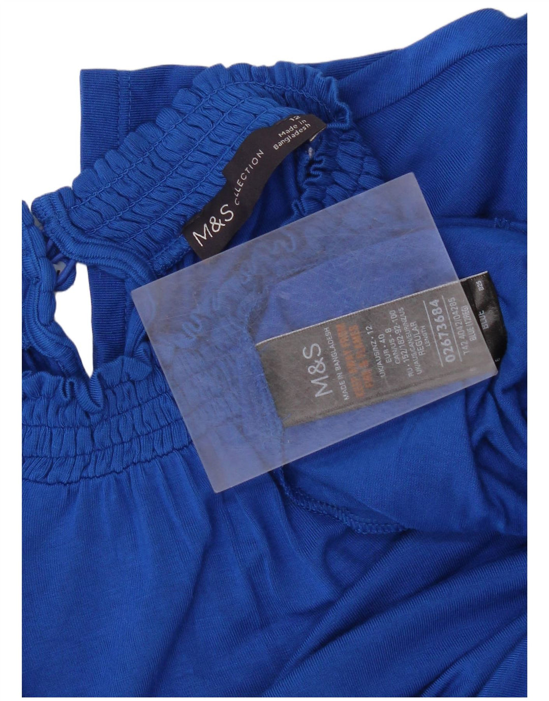 Abito a trapezio a maniche lunghe da donna Marks & Spencer UK 12 Viscosa blu medio