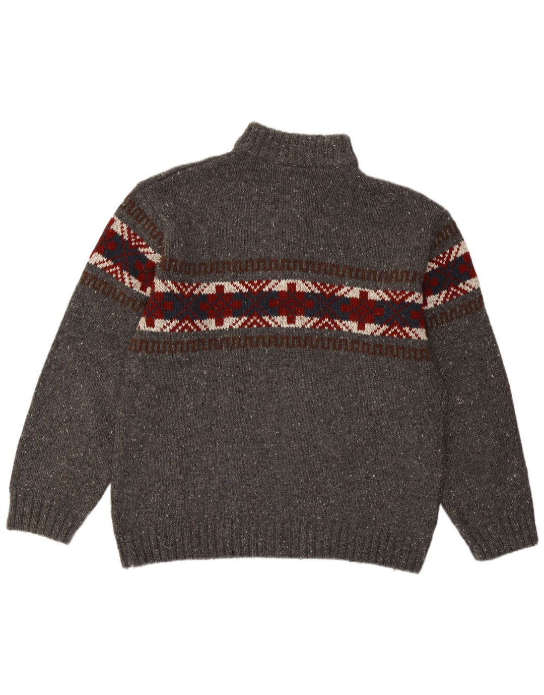 Maglione da uomo con collo con zip C&A, grande acrilico grigio Fair Isle