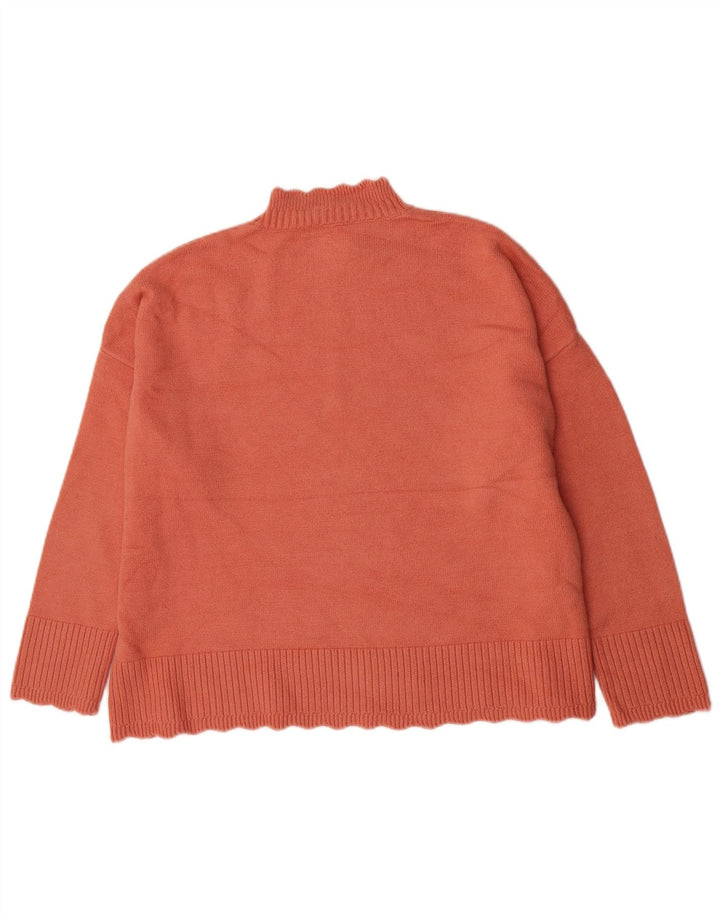 Maglione maglione collo alto da donna Oasis UK 16 grande viscosa arancione