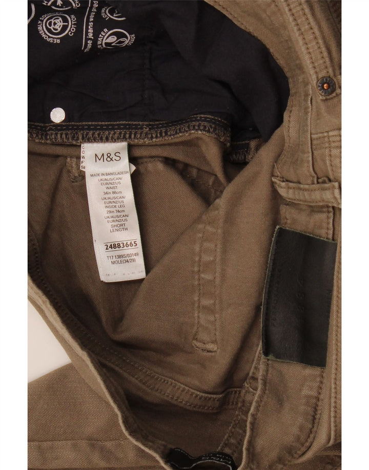 Jeans slim da uomo Marks & Spencer W34 L29 cotone kaki
