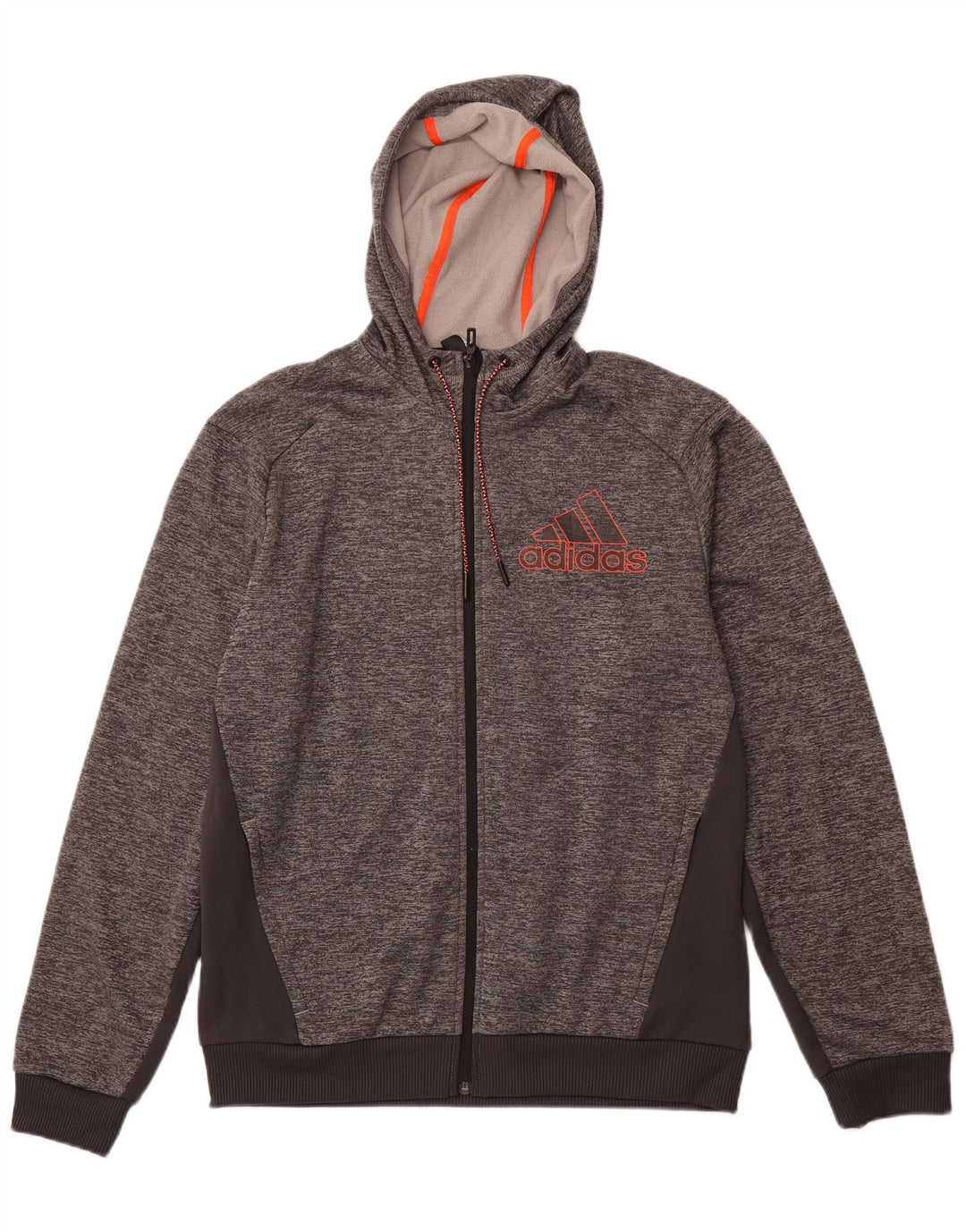ADIDAS Mens Graphic Zip Hoodie Sweater Large Grey Colourblock Polyester