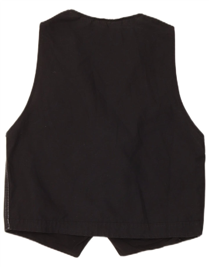 Gilet in pelle da uomo vintage medio nero