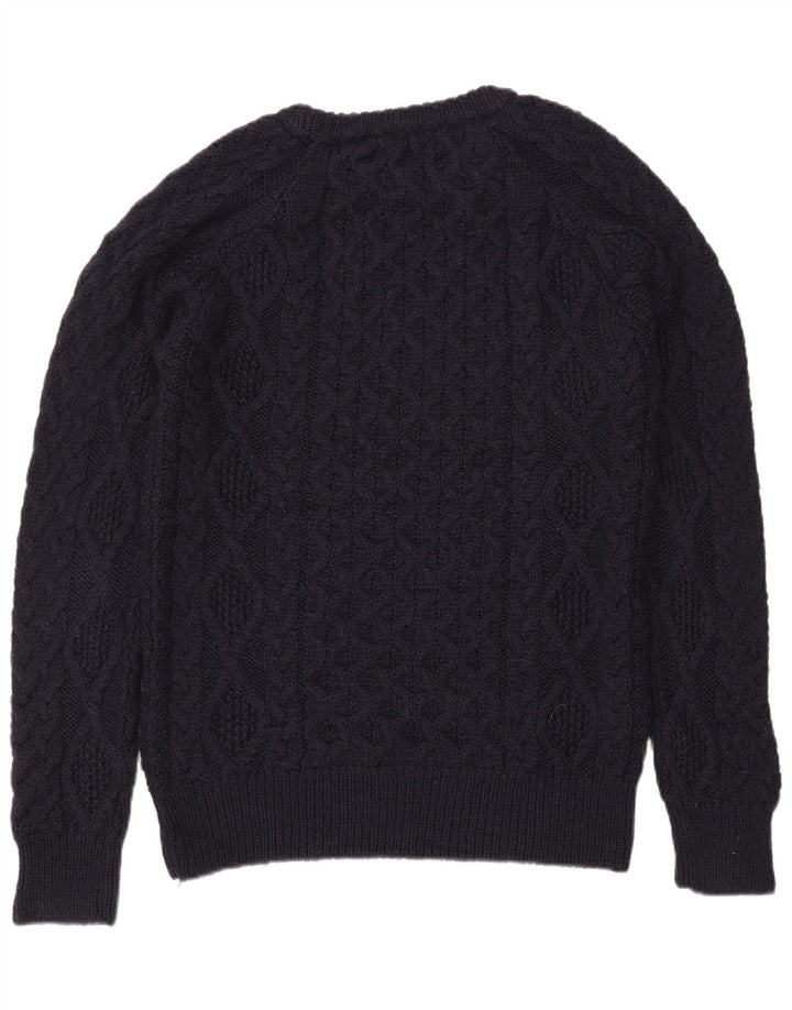 Maglione Zara da uomo con scollo a barca, grande, in lana blu navy