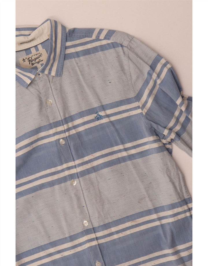 PENGUIN Camicia da uomo slim fit Heritage in cotone a righe blu medio