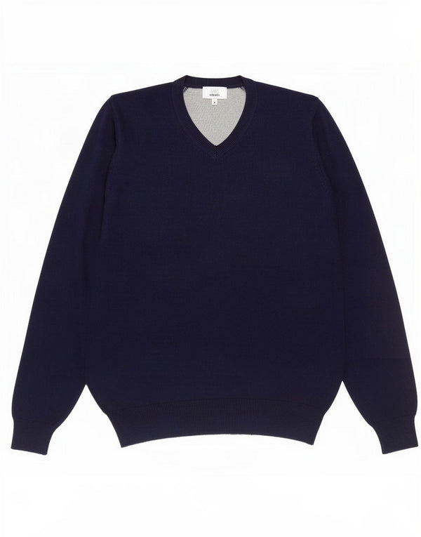 Maglione maglione con scollo a V vestibilità regolare da uomo Marks & Spencer blu navy medio