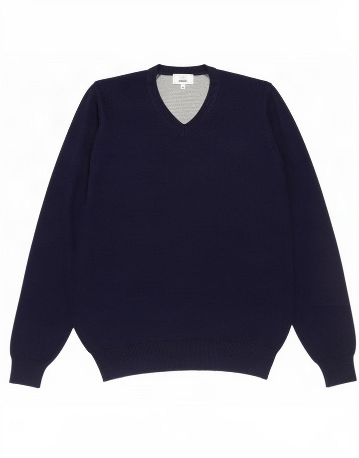 Maglione maglione con scollo a V vestibilità regolare da uomo Marks & Spencer blu navy medio