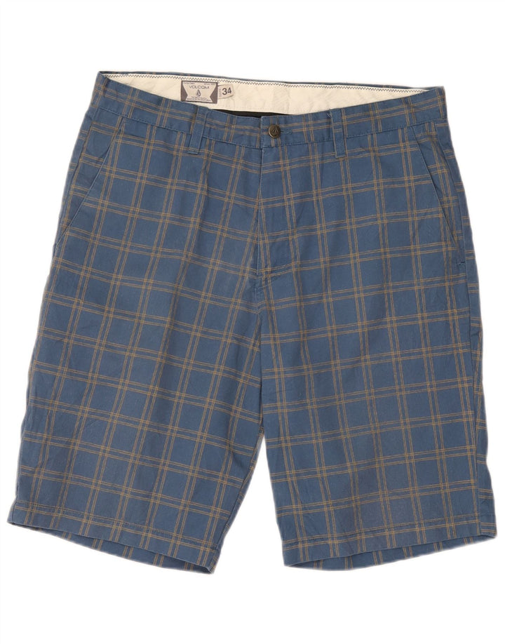 Pantaloncini chino da uomo Volcom W34 poliestere a quadri grandi blu