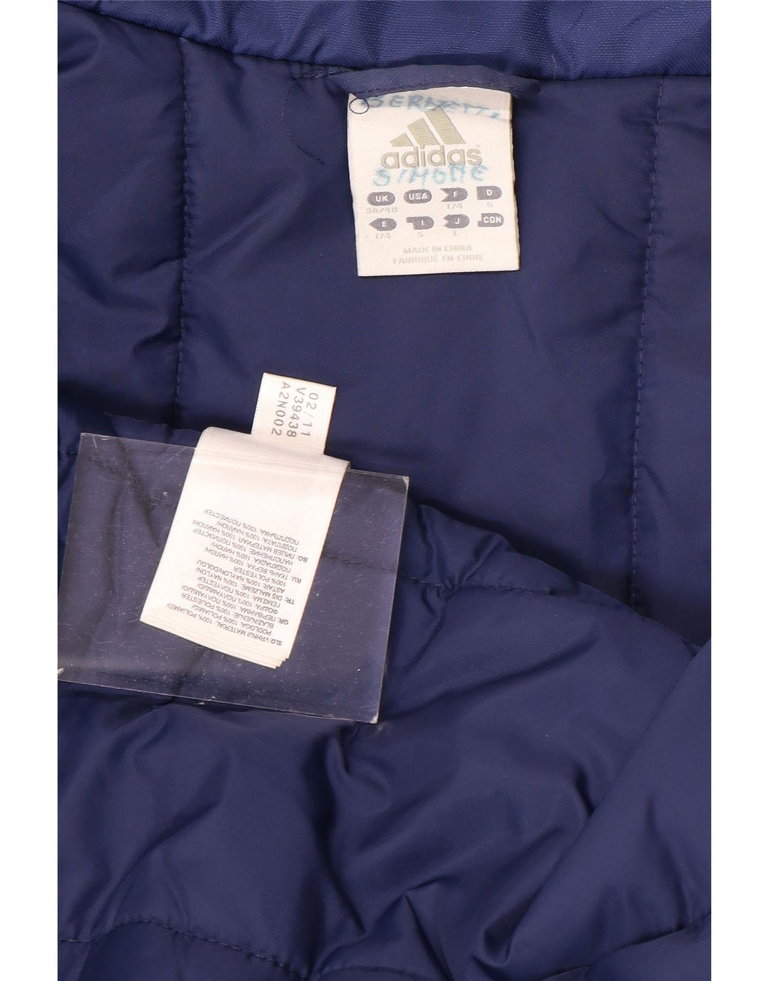 Cappotto imbottito con grafica ADIDAS da uomo UK 38/40 Poliammide blu medio