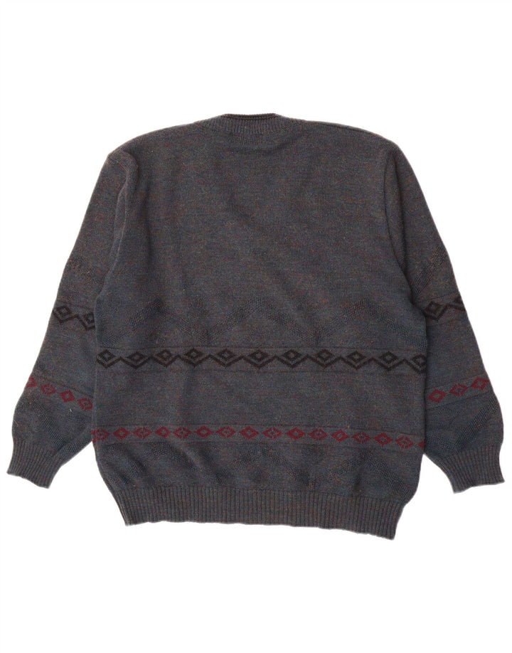 Maglione da uomo con scollo a V Jockey IT 50 Blu medio geometrico