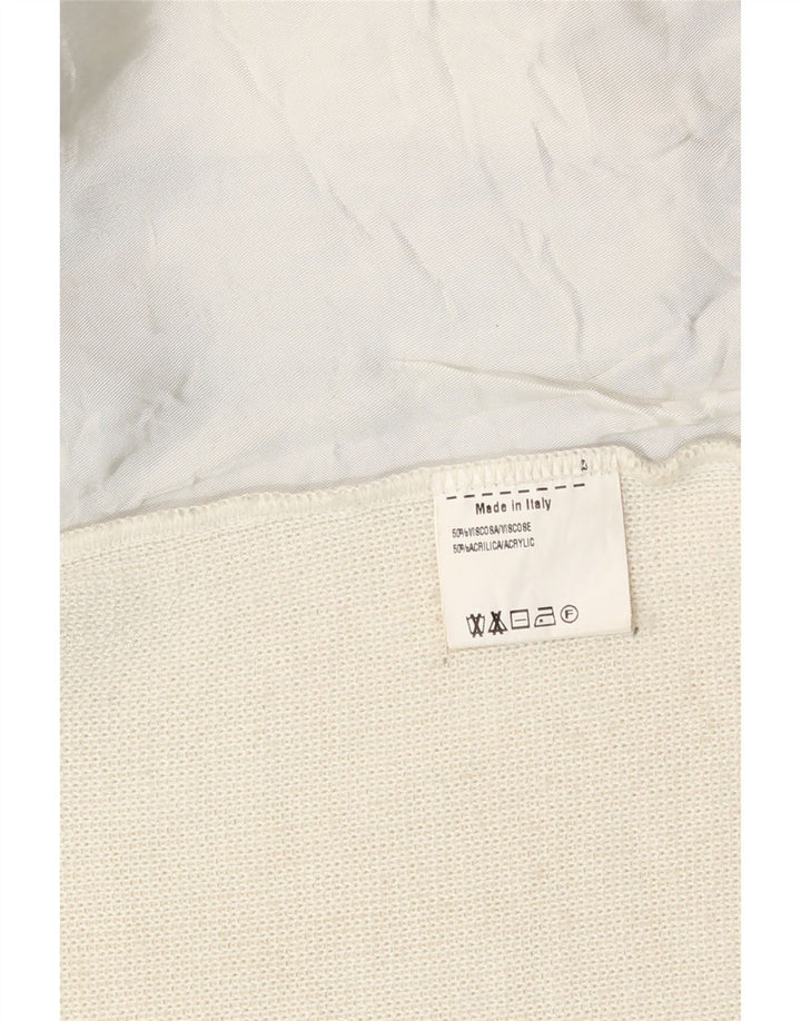 Giacca da motociclista vintage da donna UK 8 piccola in acrilico color block bianco sporco