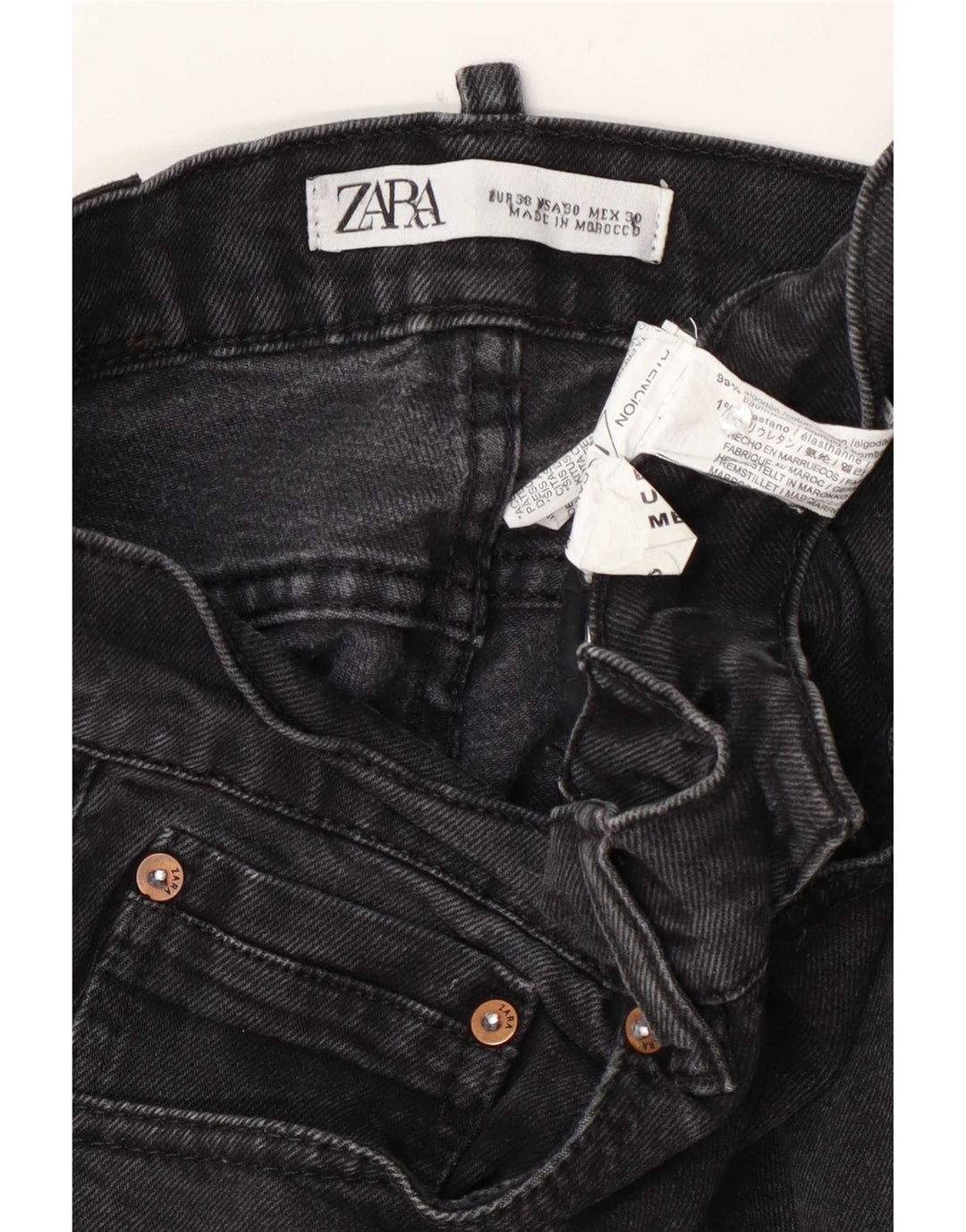 Jeans slim da uomo Zara EU 38 Small W30 L30 Cotone nero