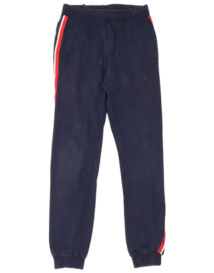 REEBOK Pantaloni da tuta con grafica da uomo Joggers piccoli in cotone blu navy