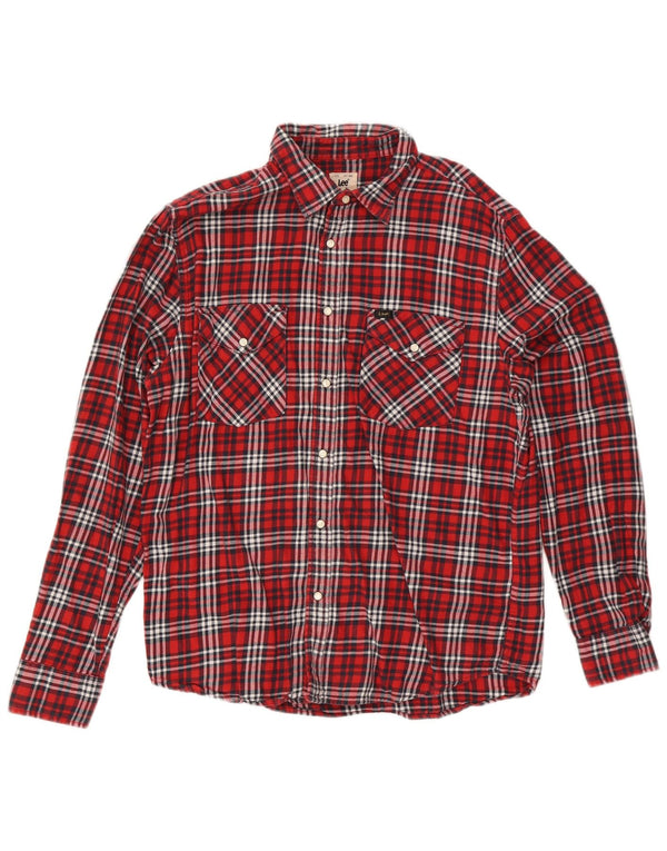 Camicia in flanella da uomo Lee XL in cotone a quadri rossi