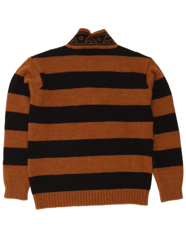 Maglione da donna con scollo a V Pietronilla UK 10 piccolo a righe marroni