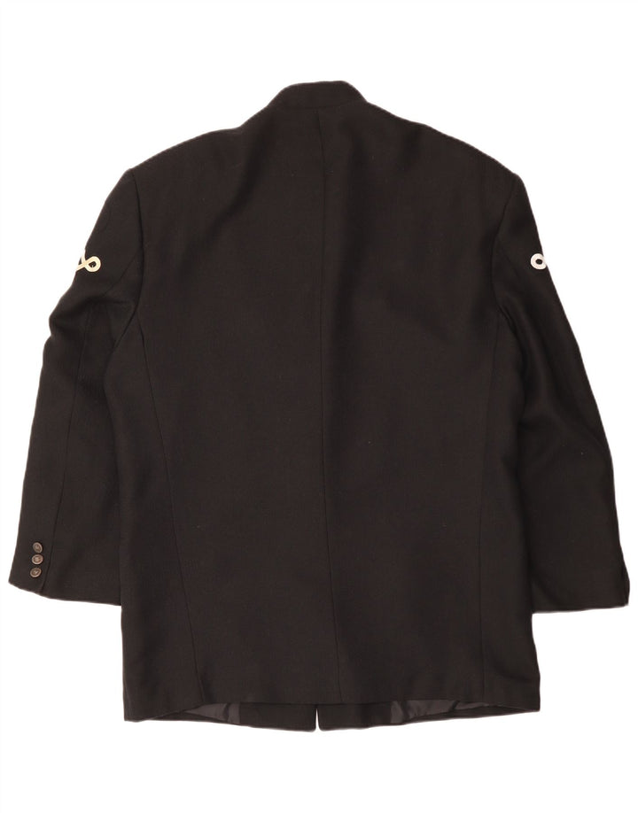 Giacca blazer da uomo a 5 bottoni VINTAGE UK 40 grande viscosa nera