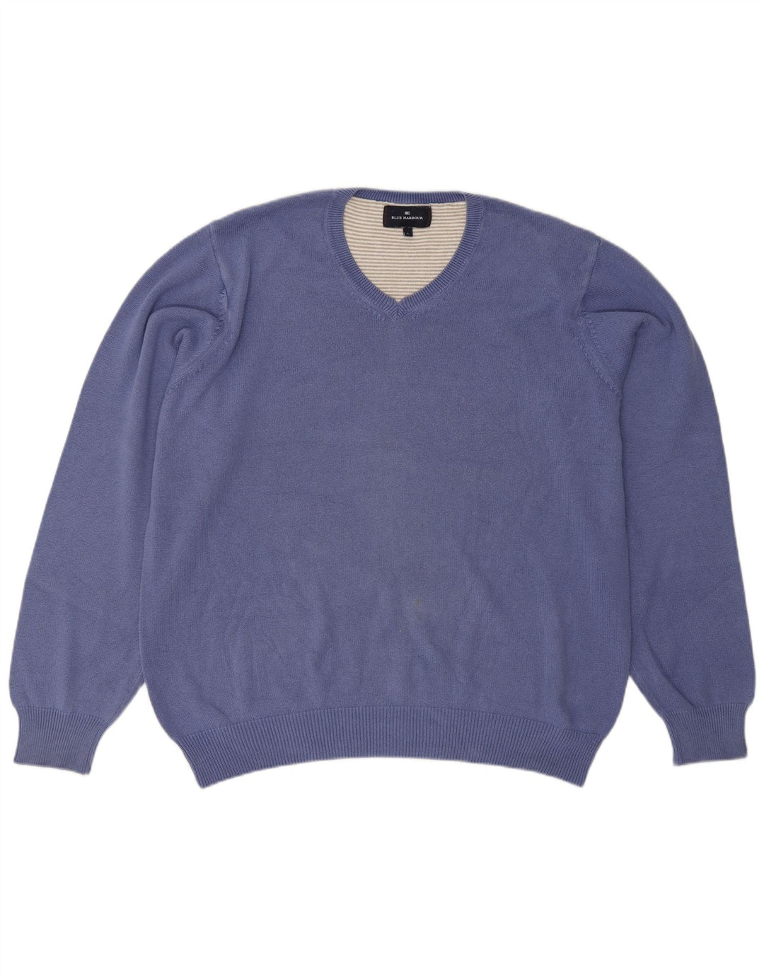 Maglione da uomo Marks & Spencer Blue Harbour con scollo a V grande cotone blu