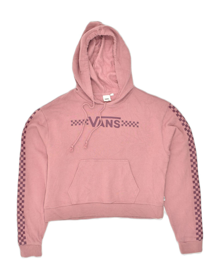 VANS Womens Oversized Crop Hoodie Jumper UK 6 XS Pink Cotton | Vintage Vans | Thrift | Second-Hand Vans | Used Clothing | Messina Hembry 