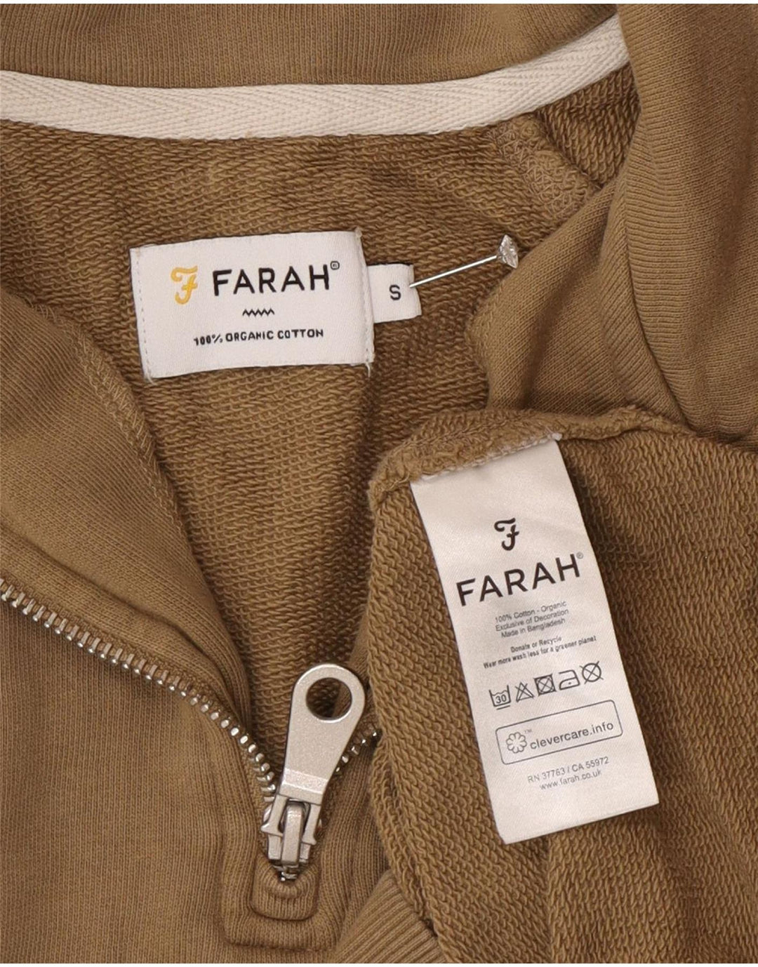 Felpa da uomo con zip 1/4 Farah, maglione piccolo in cotone verde