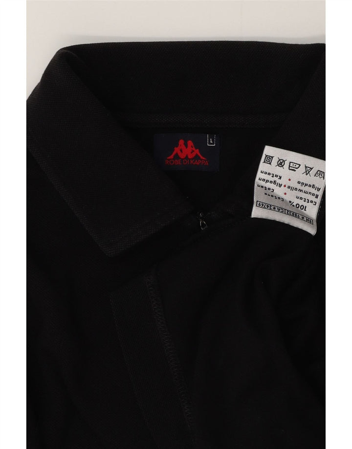 Polo Kappa Uomo Large Nera In Cotone