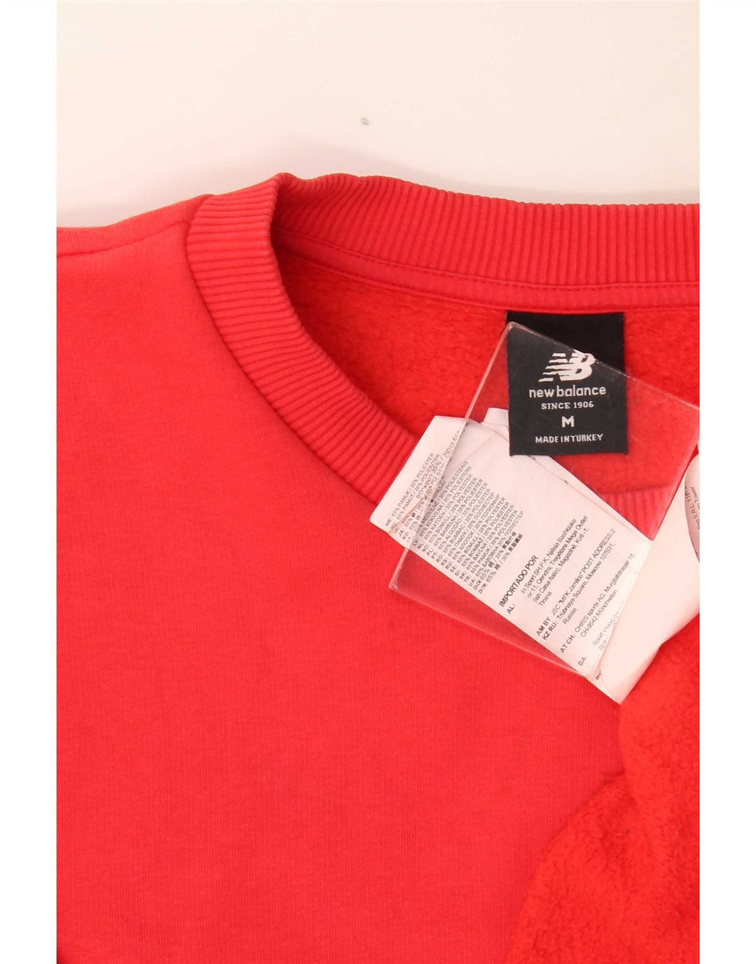 Felpa grafica da uomo New Balance, maglione, cotone rosso medio