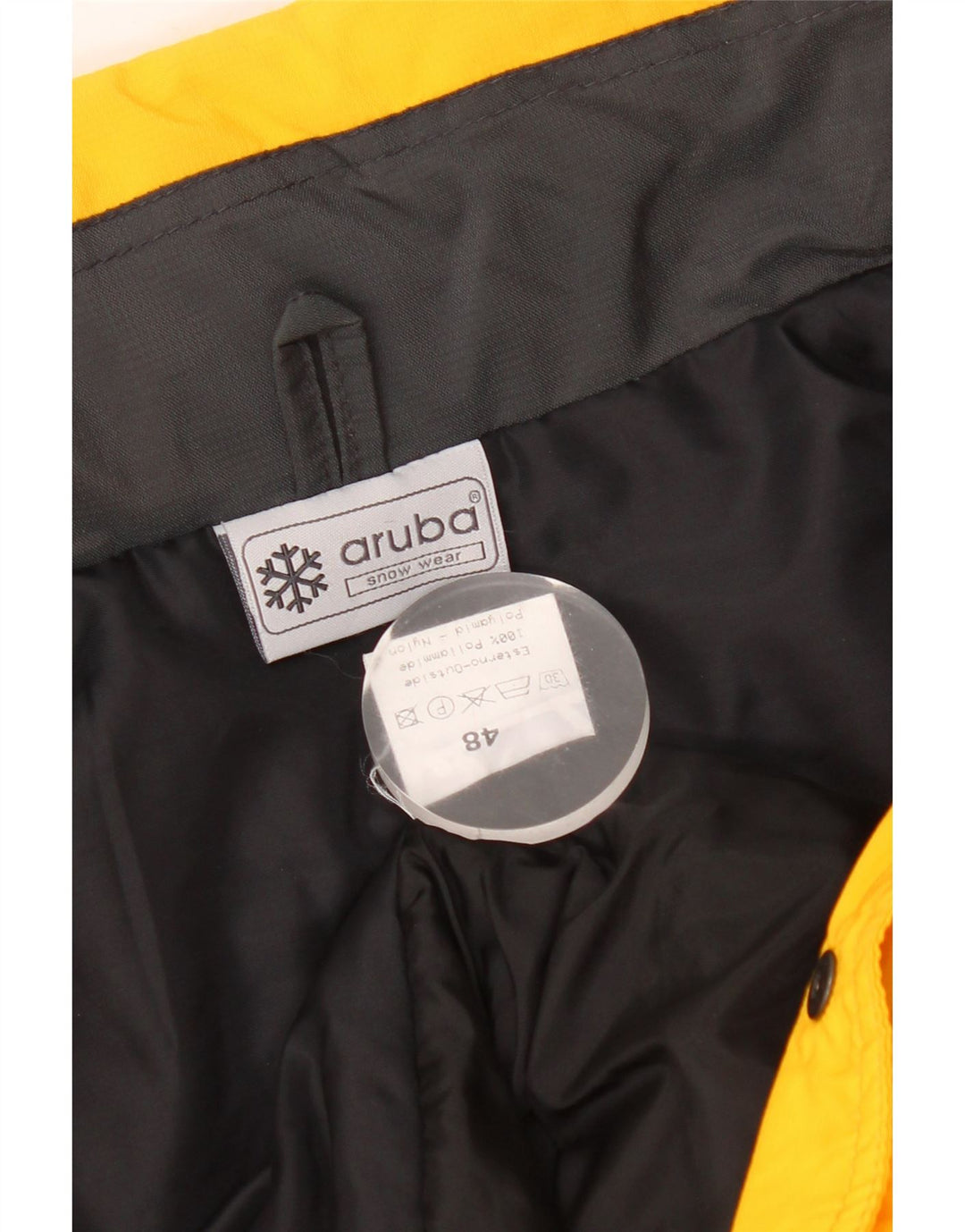 Giacca da sci impermeabile da uomo vintage IT 48 color block giallo medio