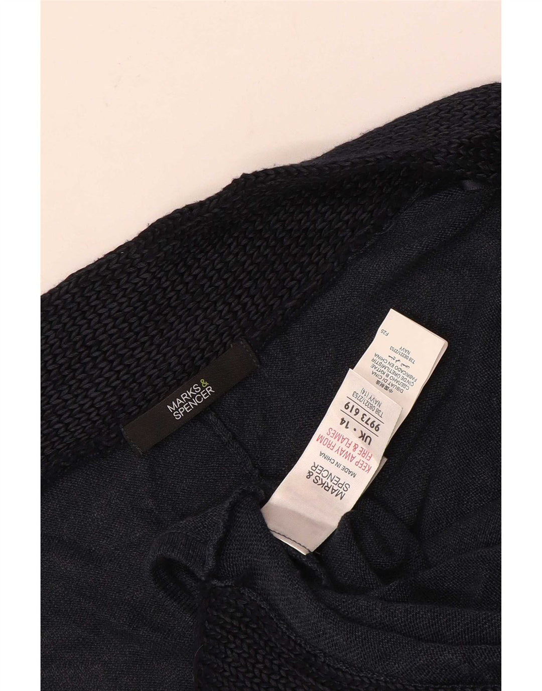 Maglione poncho da donna Marks & Spencer UK 14 color block blu navy medio